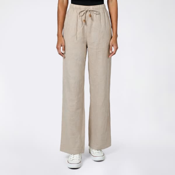 Juniors Love Tree Linen Bead Tie Waist Beach Pant