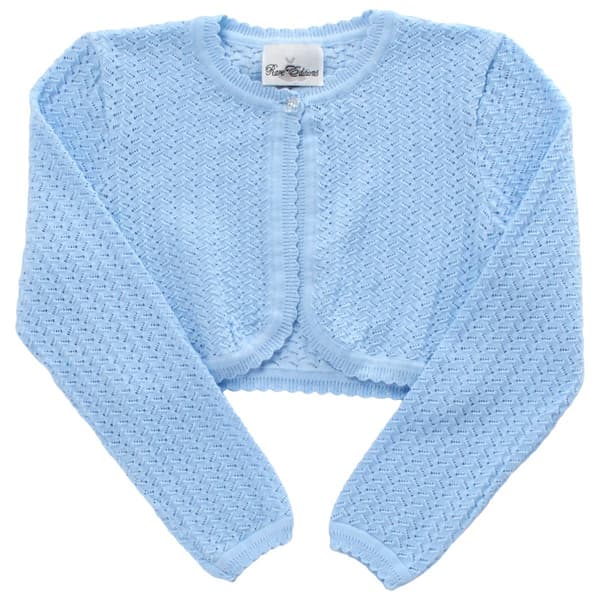 Girls (7-16) Rare Editions Scalloped Open Knit Cardigan - image 