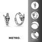 Mens Lynx Stainless Steel Skull Hoop Earrings - image 4