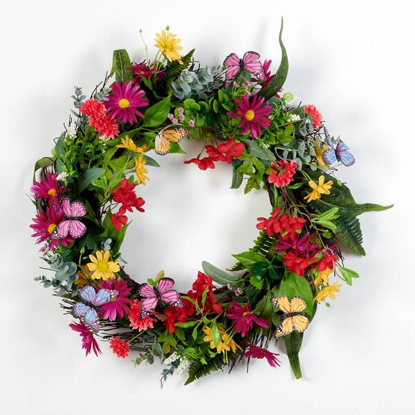Daisy/Butterfly Spiral Vine Wreath - image 