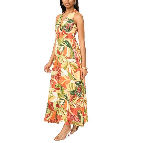 Womens MSK Sleeveless V Neck Tropical Challis Maxi Dress