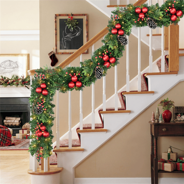 Puleo International 6ft. LED Pinecone & Berries Adorned Garland