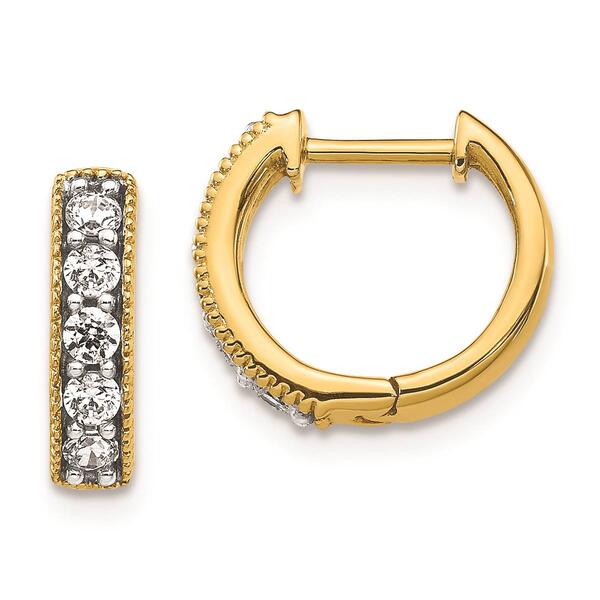 Pure Fire 14kt. Gold 1/3ctw. Diamond Milgrain Hoop Earrings - image 