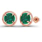 Gemstone Classics&#40;tm&#41; 14kt. Rose Gold Emerald Halo Earrings - image 1