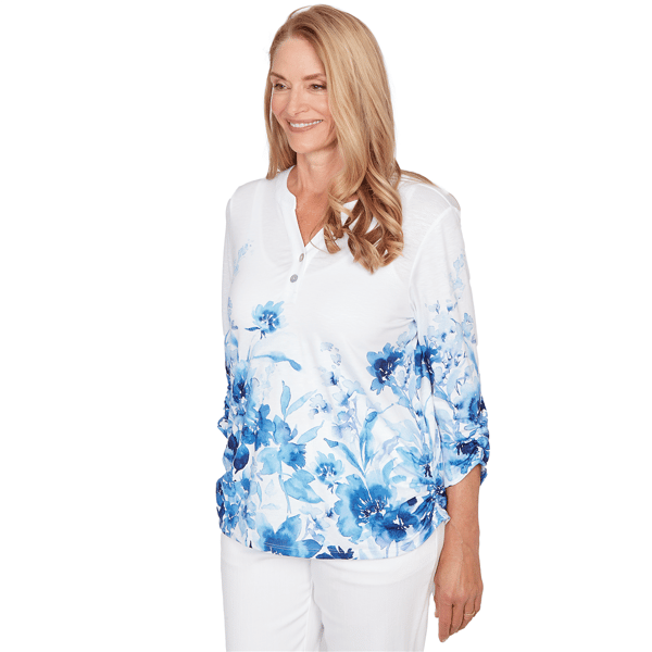 Womens Alfred Dunner Mykonos Watercolor Floral Blouse