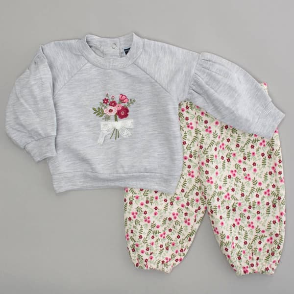 Baby Girl &#40;3-9M&#41; French Connection 2pc. Bouquet Top & Pants Set - image 