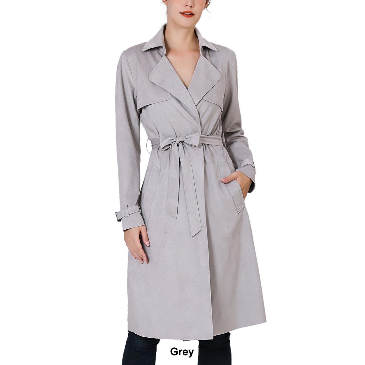 Womens BGSD Long Suede Trench Coat