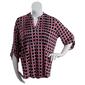 Plus Size Notations Puff Print 3/4 Sleeve ITY Pleat Henley Top - image 1