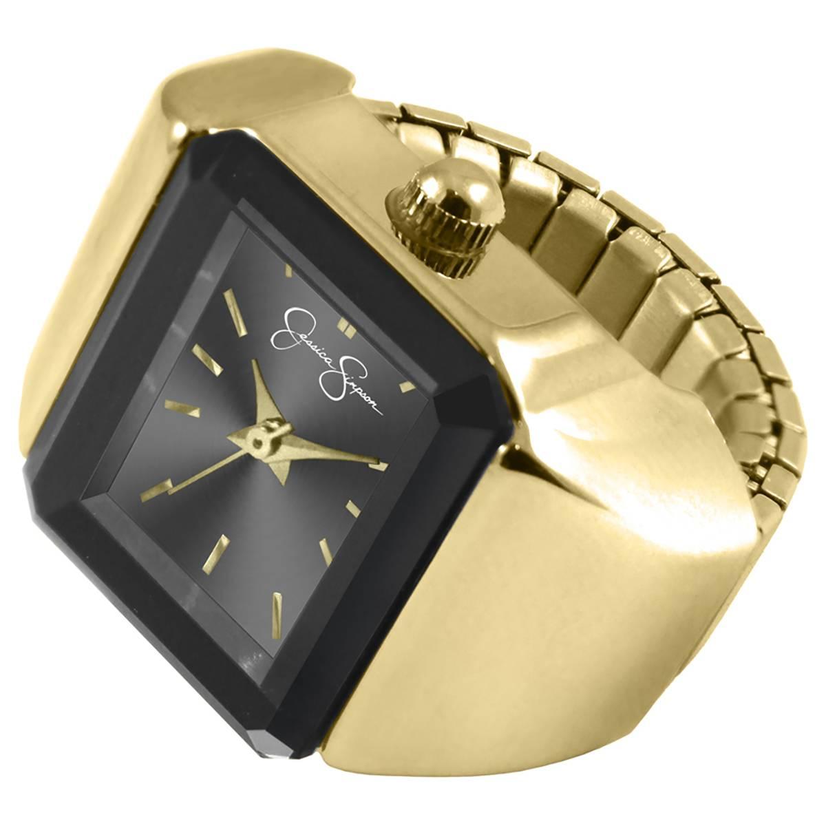 Womens Jessica Simpson Black Dial Ring Watch - JR0010GD