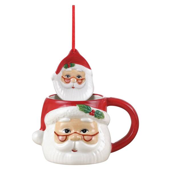 Mr. Christmas 16oz. Ceramic Santa Mug & Ornament Set - image 