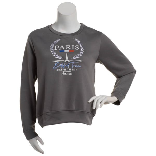 Juniors Plus Green Goddess Paris City of Dreams Sweatshirt - image 
