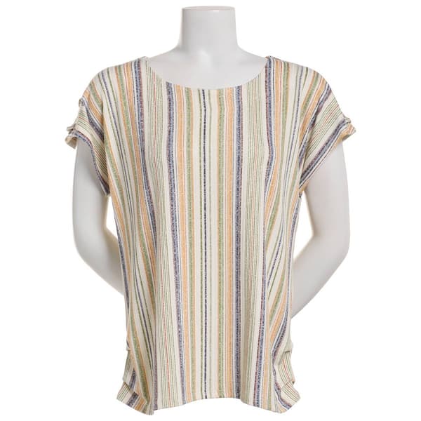Womens Cure Extend Sleeve Rib Texture Stripe Blouse