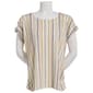 Womens Cure Extend Sleeve Rib Texture Stripe Blouse - image 2