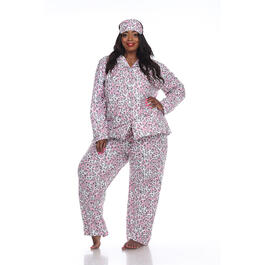 Plus Size White Mark 3pc. Grey Cheetah Pajama Set