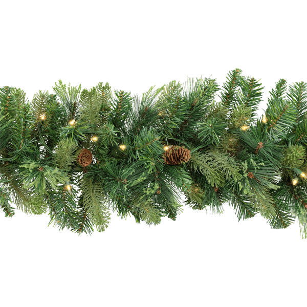 Northlight 9ft Pre-Lit Flocked Pine & Pinecones Christmas Garland