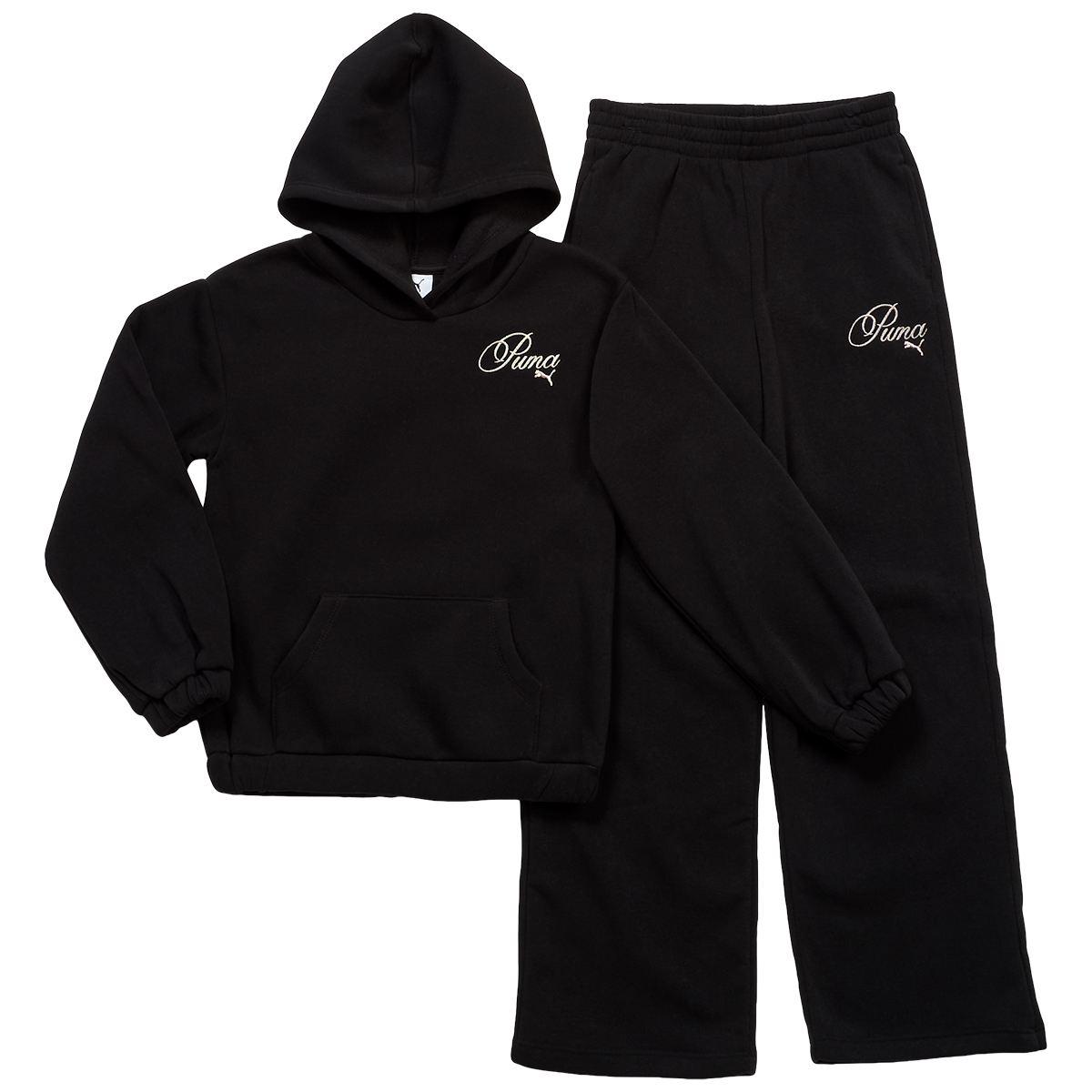 Girls (7-16) Puma(R) Long Sleeve Hoodie w/ Wide Leg Pants Set