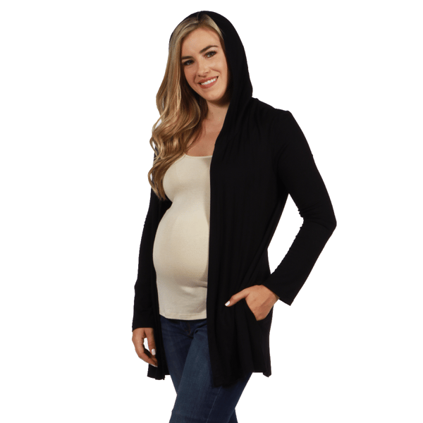 Plus Size 24/7 Comfort Apparel Hooded Maternity Cardigan