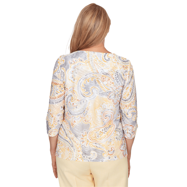 Petite Alfred Dunner Al Fresco Paisley Stud Embellished Blouse
