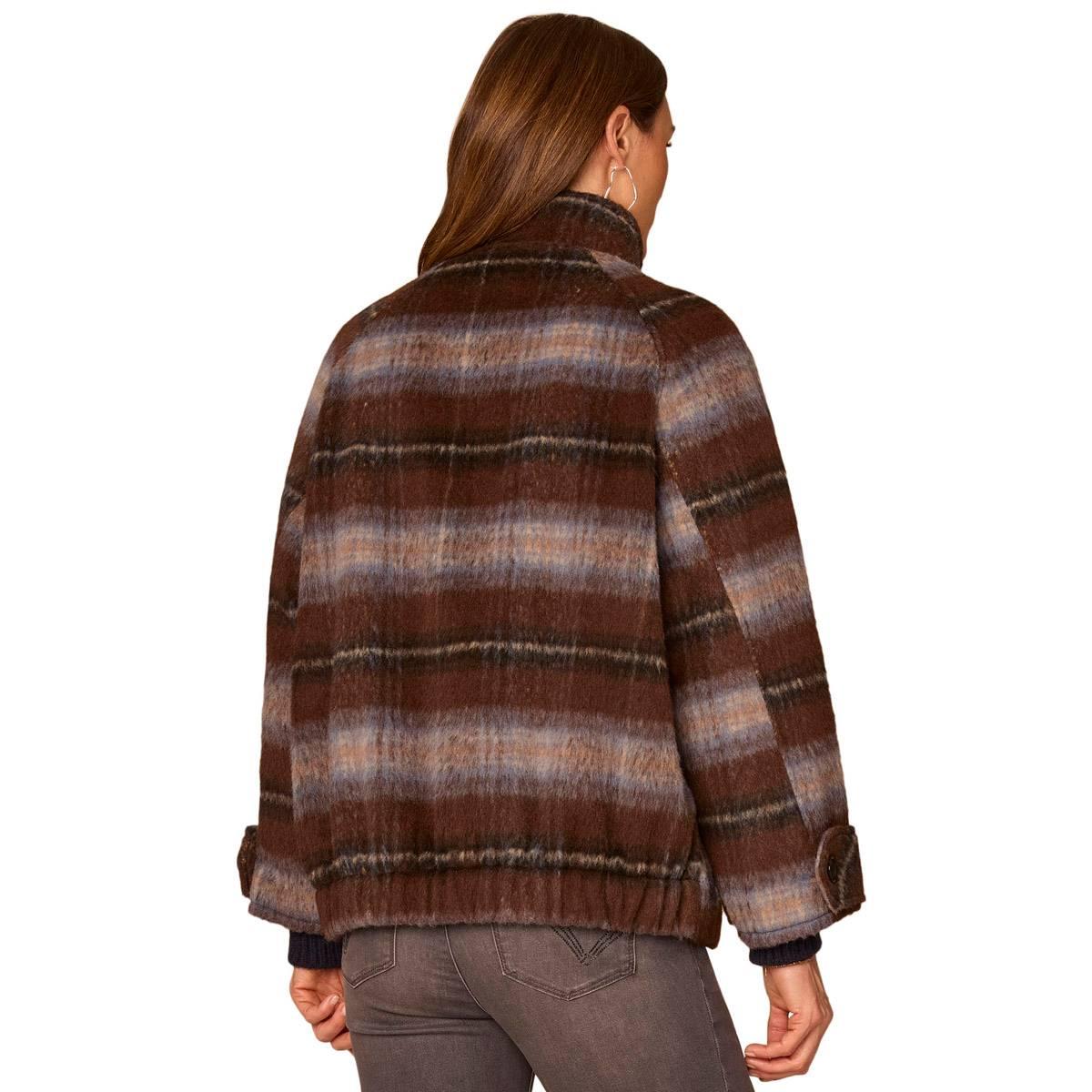 Womens Democracy Plaid Button Front Jacket