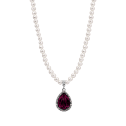 1928 15in. Purple Teardrop Faux Pearl Pendant