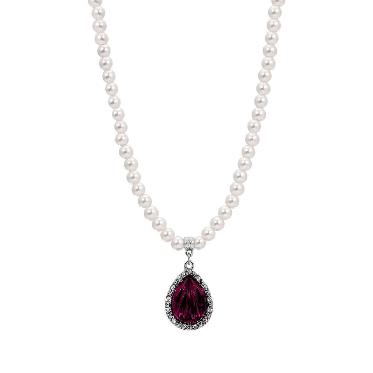 1928 15in. Purple Teardrop Faux Pearl Pendant
