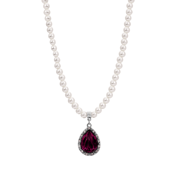 1928 15in. Purple Teardrop Faux Pearl Pendant - image 