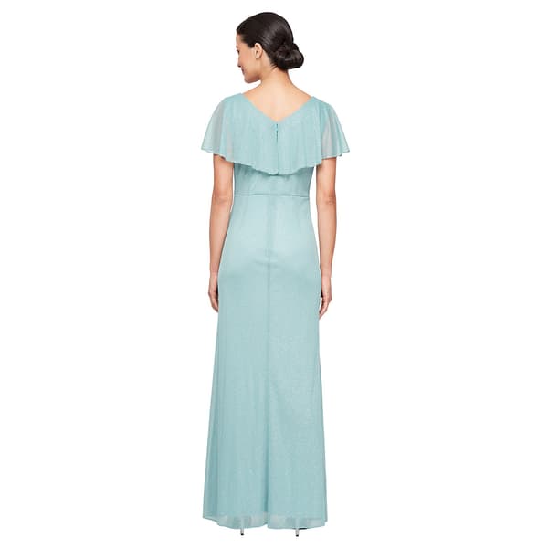 Womens SLNY Capelet Cascade Ruffle Evening Gown