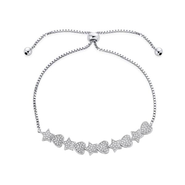 Accents by Gianni Argento Silver Heart & Star Adjustable Bracelet - image 