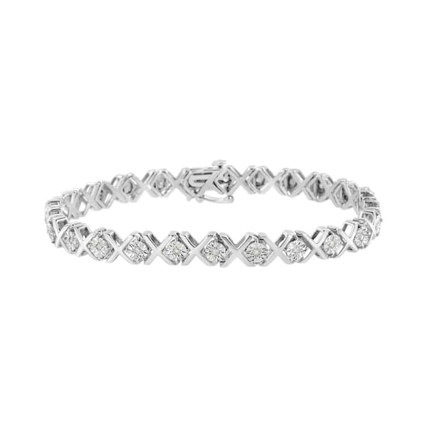 Haus of Brilliance Sterling Silver 1/4ctw. X-Link Bracelet - image 