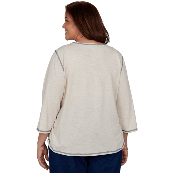 Plus Size Alfred Dunner Tuscany Sunflower Embroidered Blouse