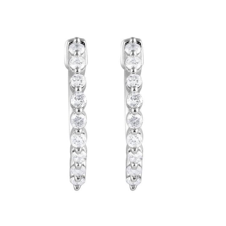 Nova Star® Sterling Silver Lab Grown Diamond Hoop Earrings