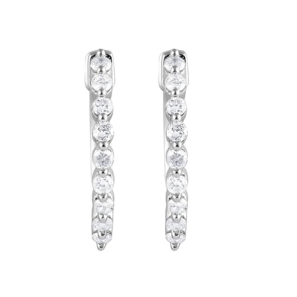 Nova Star® Sterling Silver Lab Grown Diamond Hoop Earrings