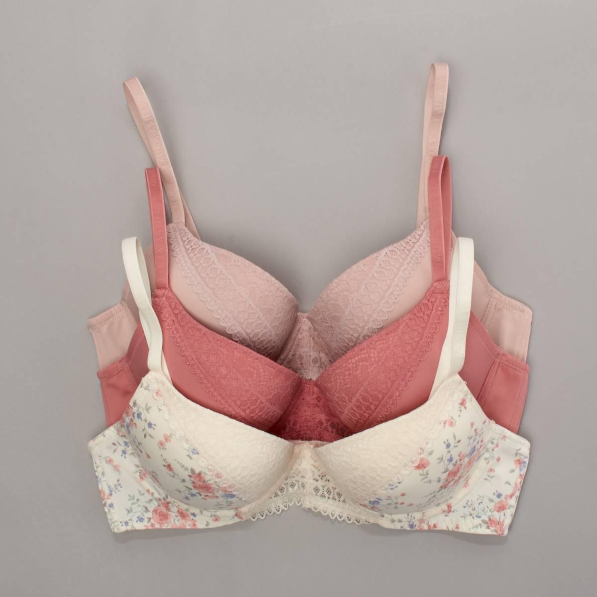 Open Video Modal for Womens Laura Ashley(R) 3pk. Lace Cup & Logo Bras - LS6336-3PKT