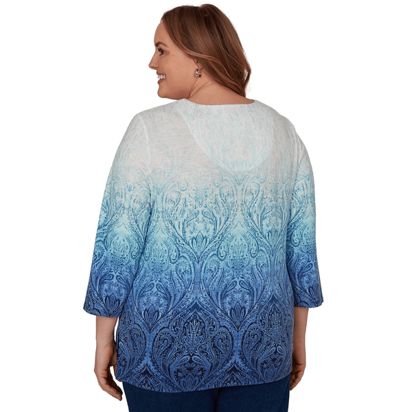 Plus Size Alfred Dunner Classics 3/4 Sleeve Ombre Blouse