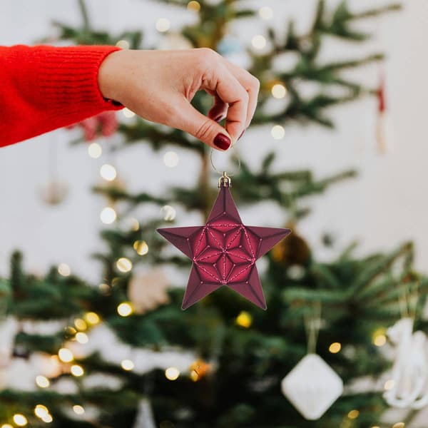 DAK 12ct. Burgundy Glittered Star Shatterproof Christmas Ornament