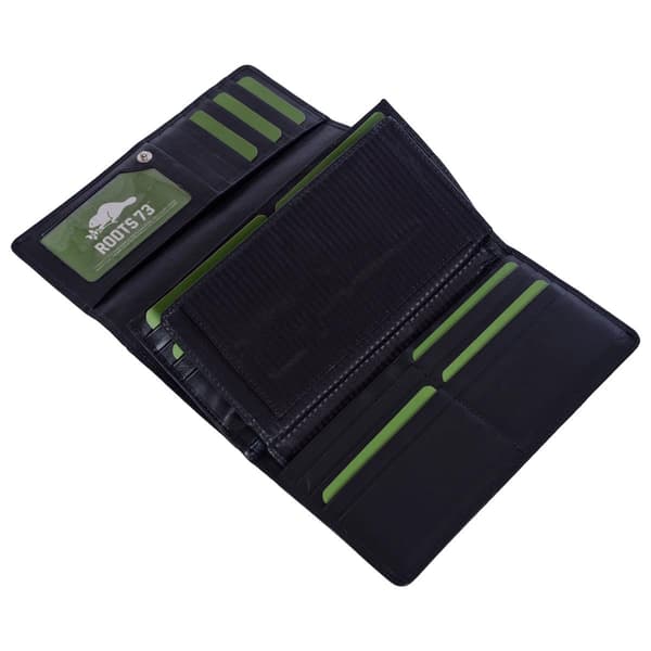 Womens Roots 73 Leather Checkbook Clutch Wallet