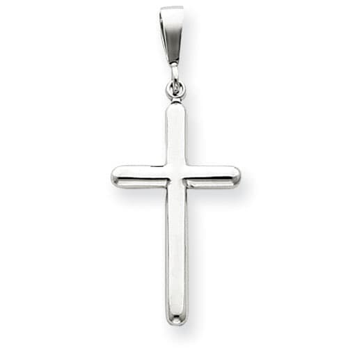 Unisex Gold Classics&#40;tm&#41; 14kt. White Gold Rounded Cross Pendant - image 
