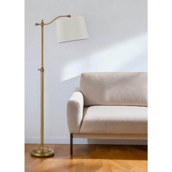 HomeRoots 63in. Bronze Adjustable Swing Arm Floor Lamp