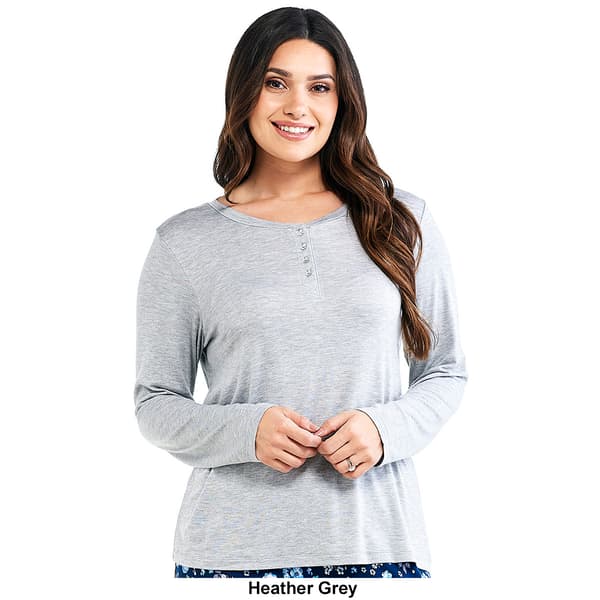 Womens Ren&#233; Rof&#233; Long Sleeve Henley Pajama Top
