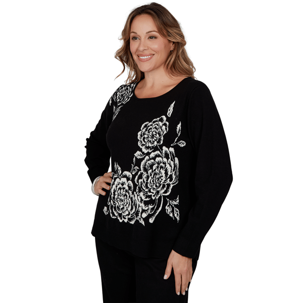 Plus Size Ruby Rd. Holiday Item Long Sleeve Floral Sweater