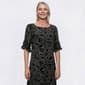 Womens Harper 241 Elbow Sleeve Boat Neck Floral Shift Dress-Brown - image 3