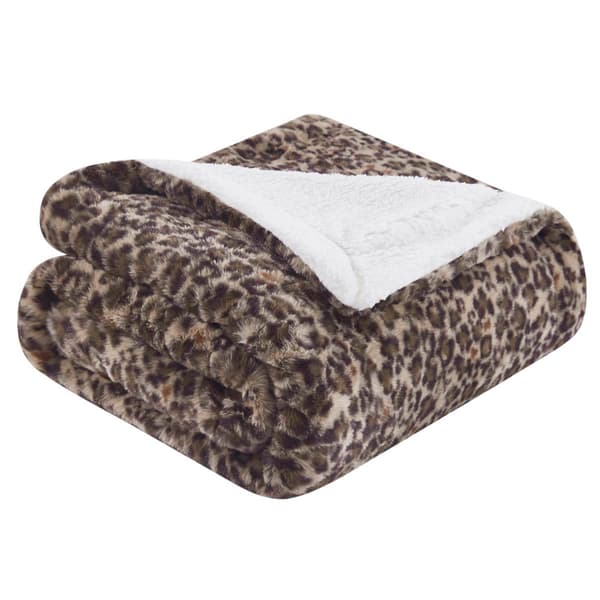 Mantolok Faux Rabbit Fur to Sherpa Leopard Throw