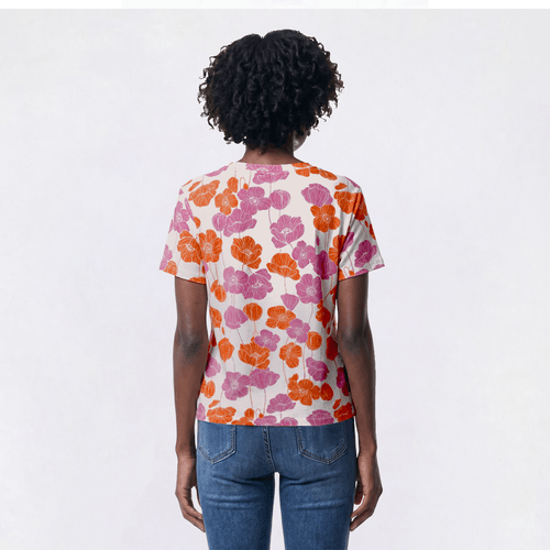 Womens Bobeau Short Sleeve Floral Knot Front Tee