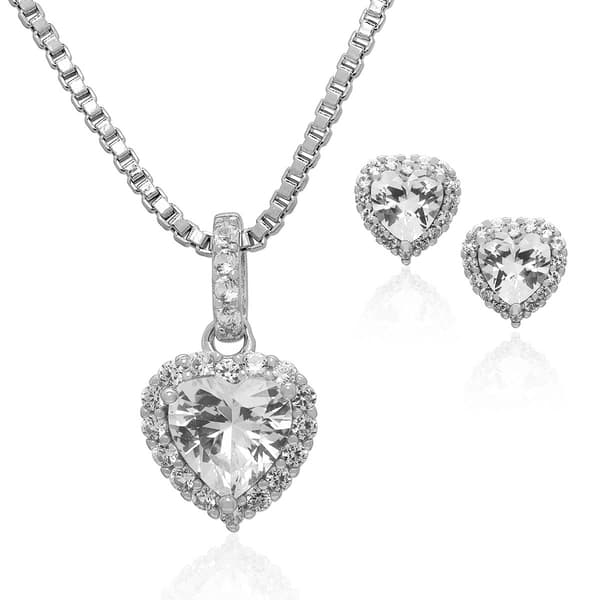 Gianni Argento Lab Grown Sapphire Heart Pendant & Earring Set - image 