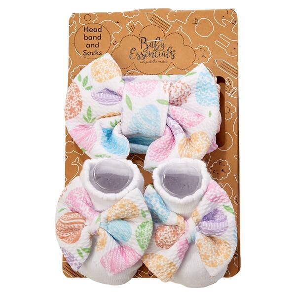 Baby Girl Baby Essentials Easter Egg Headband & Socks Set - image 