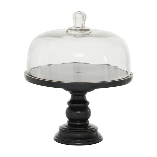 9th &amp; Pike® Wooden Cake Stand with Dome Glass Cloche