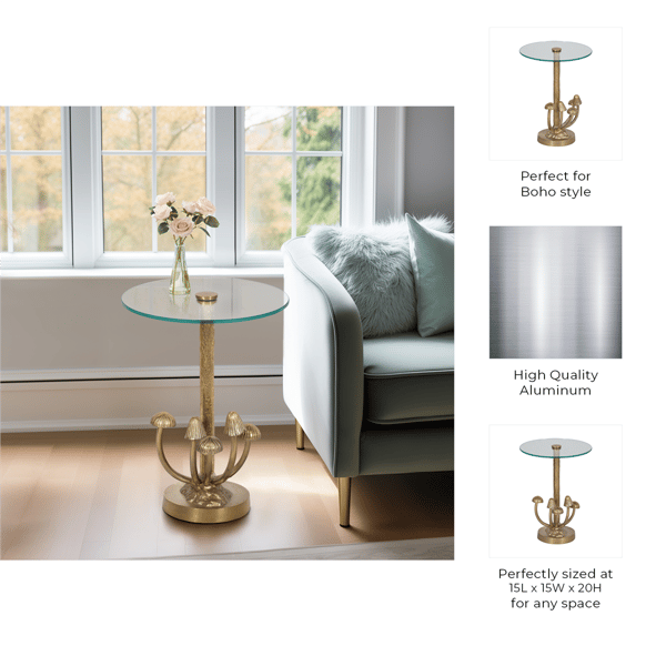 Sagebrook Home Gold Mushrooms Accent Table