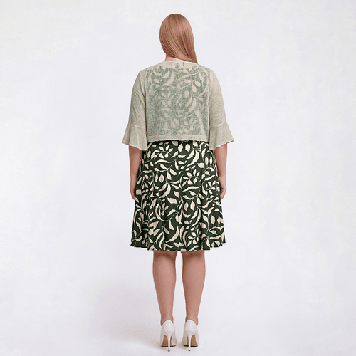 Plus Size Perceptions Flounce Sleeve Vine Jacket Dress