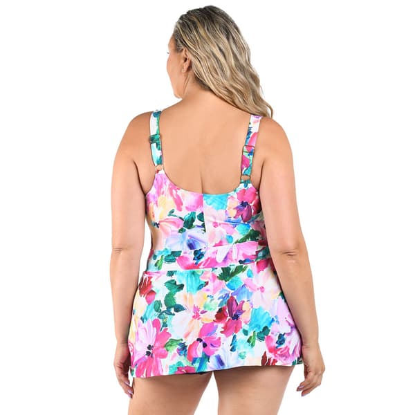 Plus Size Maxine Spring Bouquet Empire Swimdress