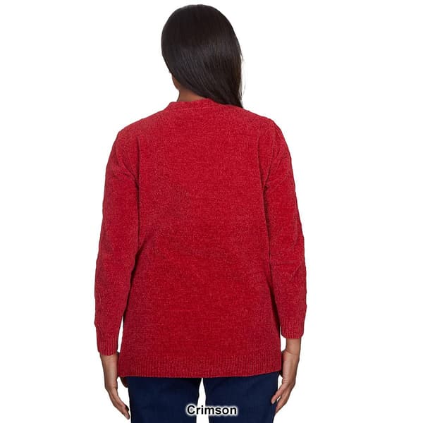 Womens Alfred Dunner Classics Chenille Open Cardigan
